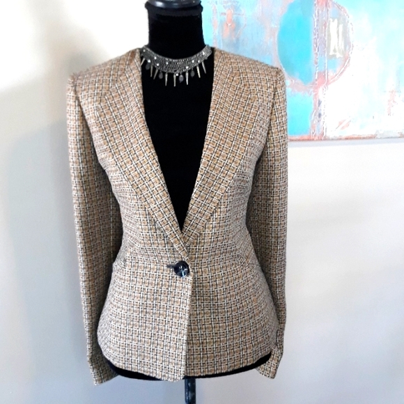 Kasper/ Single Button Front/Tweed Blazer - Picture 4 of 16